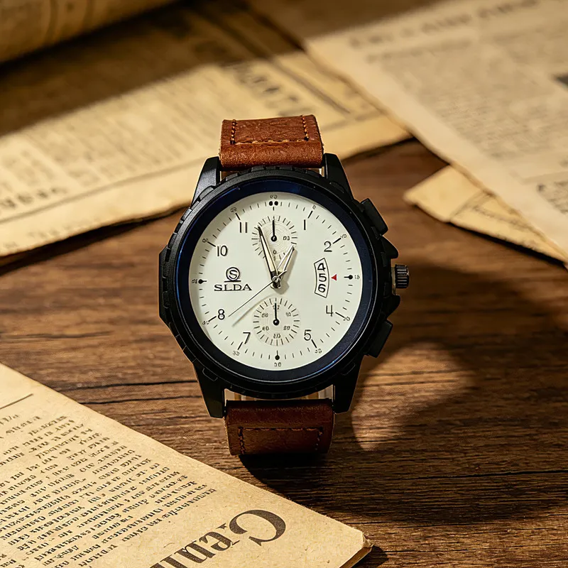 Men's Fashion Casual Belt Quartz Watch Large Dial 53mm
