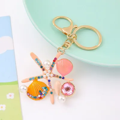 Fashion Creative Colored Rhinestone Animal Alloy Chain Bag Keychain