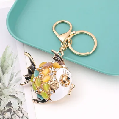 Fashion Creative Colored Rhinestone Animal Alloy Chain Bag Keychain