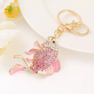 Fashion Creative Colored Rhinestone Animal Alloy Chain Bag Keychain