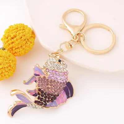 Fashion Creative Colored Rhinestone Animal Alloy Chain Bag Keychain