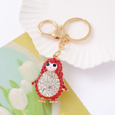 Fashion Creative Colored Rhinestone Animal Alloy Chain Bag Keychain