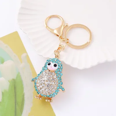 Fashion Creative Colored Rhinestone Animal Alloy Chain Bag Keychain