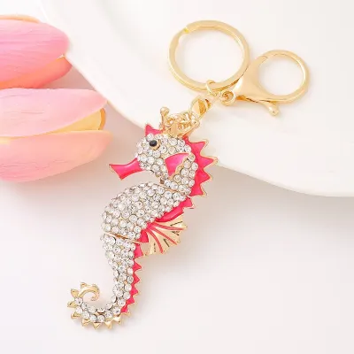 Fashion Creative Colored Rhinestone Animal Alloy Chain Bag Keychain