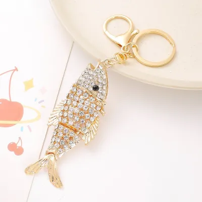 Fashion Creative Colored Rhinestone Animal Alloy Chain Bag Keychain
