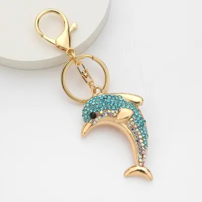 Fashion Creative Colored Rhinestone Animal Alloy Chain Bag Keychain