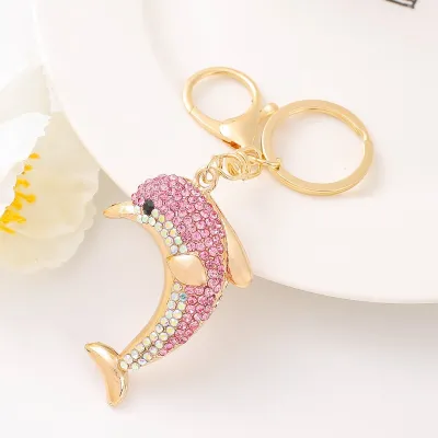 Fashion Creative Colored Rhinestone Animal Alloy Chain Bag Keychain