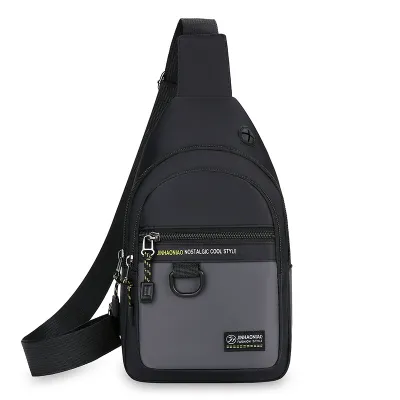 Men Fashion Casual Multi-Layer Waterproof Chest Bag for 8 Inch Laptop Urban Minimalism Color Blocking