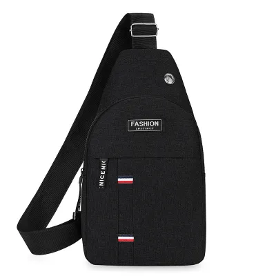 Men Fashion Casual Urban Minimalist Large Capacity Nylon Stripe Chest Bag