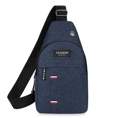 Men Fashion Casual Urban Minimalist Large Capacity Nylon Stripe Chest Bag