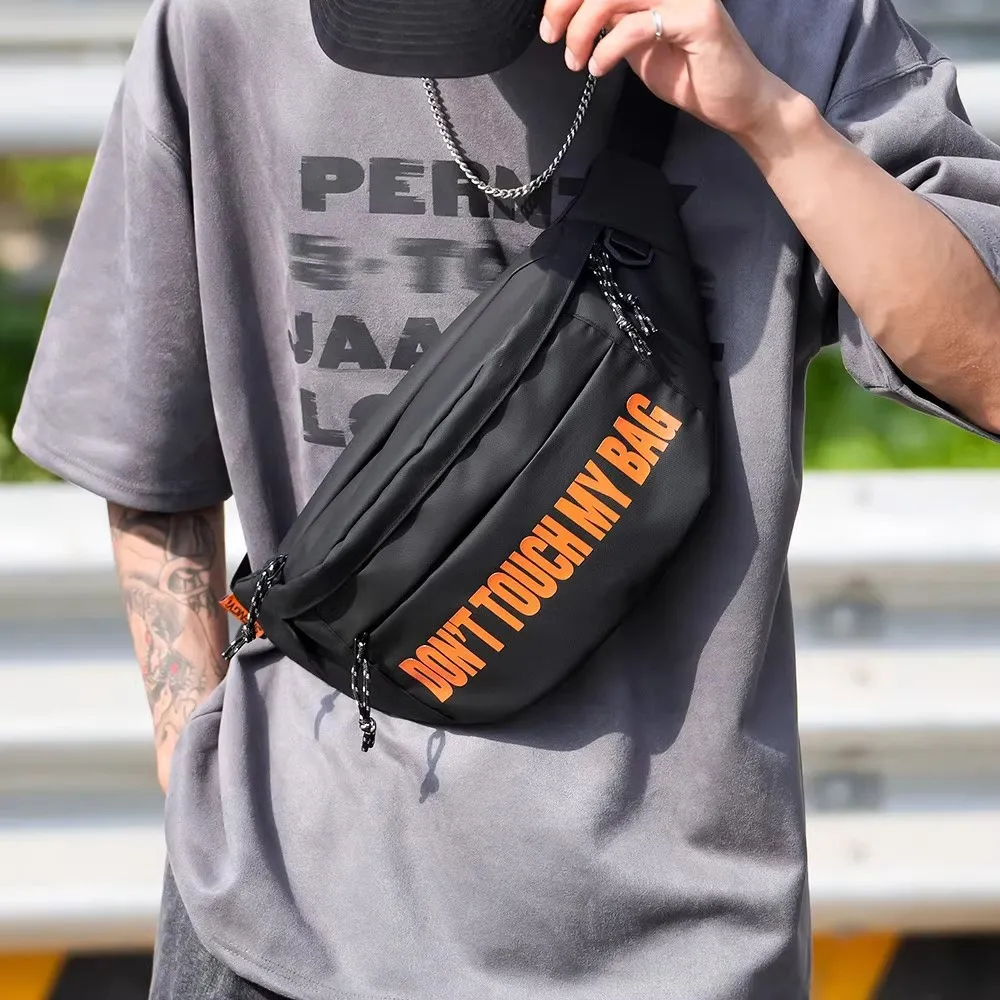 Men's Casual Chest Bag with Oxford Cloth and Letter Print, Fits 11 Inch Laptop, 42x21x10cm