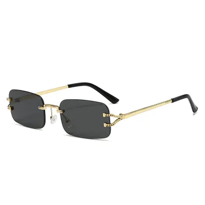 Men Fashion Casual Retro Frameless Cut-Off Small Square Sunglasses