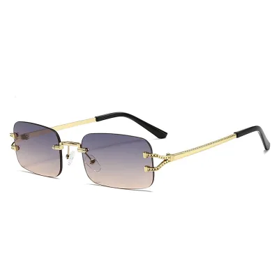 Men Fashion Casual Retro Frameless Cut-Off Small Square Sunglasses