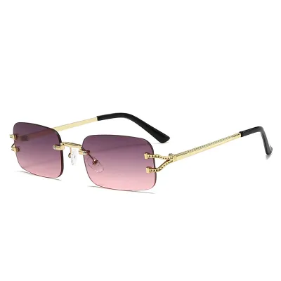 Men Fashion Casual Retro Frameless Cut-Off Small Square Sunglasses
