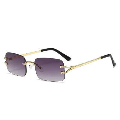 Men Fashion Casual Retro Frameless Cut-Off Small Square Sunglasses