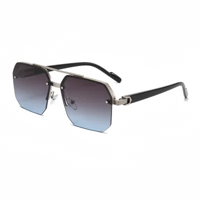 Men Fashion Casual Double Beam Half Frame Metal Sunglasses