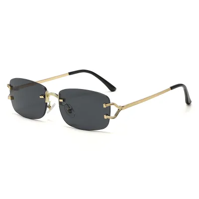 Men's Fashion Casual Frameless Square Rimless Metal Legs Sunglasses