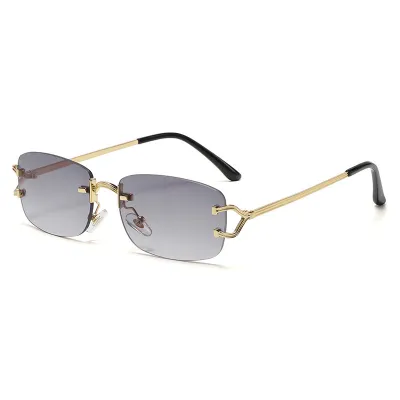 Men's Fashion Casual Frameless Square Rimless Metal Legs Sunglasses