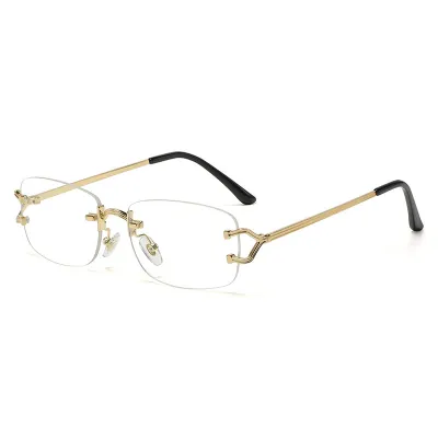 Men's Fashion Casual Frameless Square Rimless Metal Legs Sunglasses