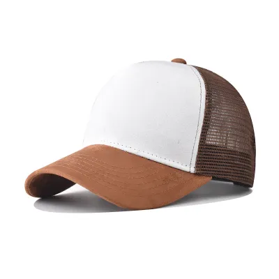 Men's Casual Suede Mesh Breathable Flat Top Baseball Cap