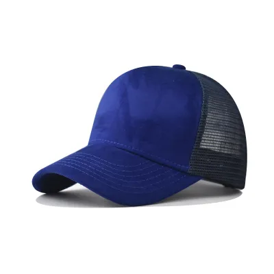Men's Casual Suede Mesh Breathable Flat Top Baseball Cap