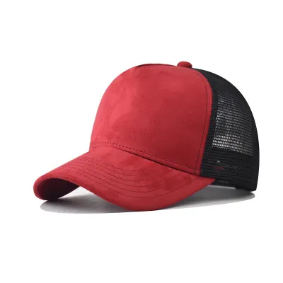 Men's Casual Suede Mesh Breathable Flat Top Baseball Cap