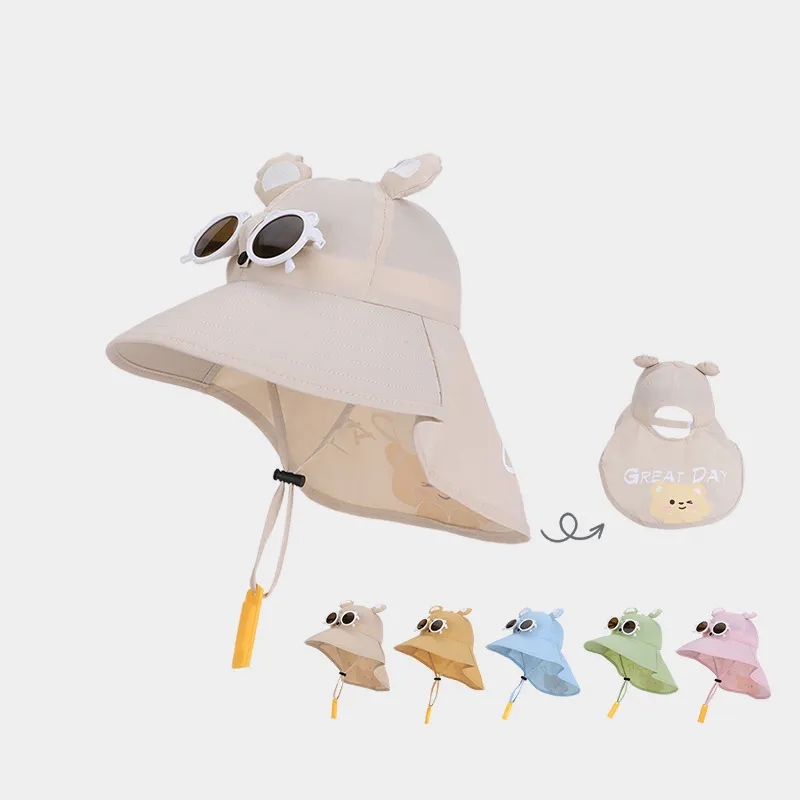 Kids Boys And Girls Fashion Cartoon Cute Big Brim Summer Fisherman Hat Nylon Unisex Dome
