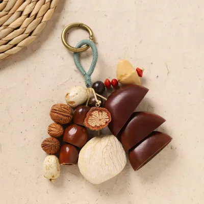 Fashion Natural Plant Fruit Shell Bag Pendant Handmade Keychains