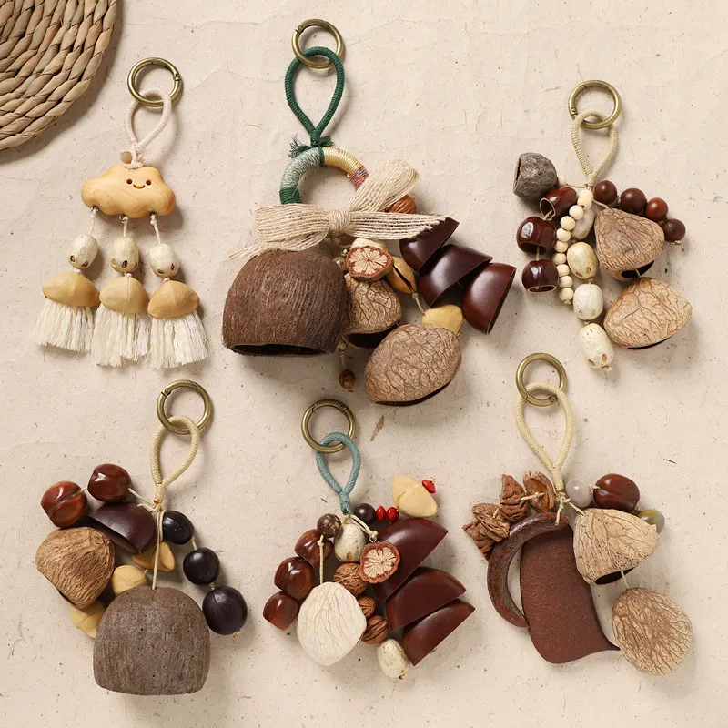 Fashion Natural Plant Fruit Shell Bag Pendant Handmade Keychains