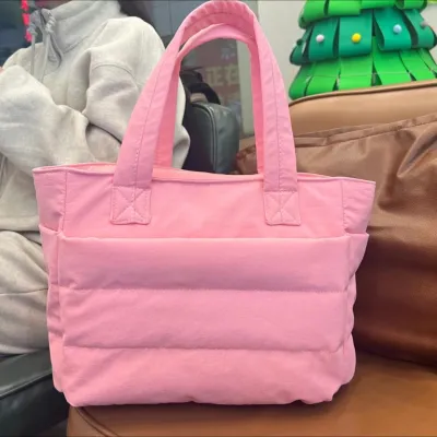 Women Fashion Casual Solid Color Large Capacity Nylon Tote Bag