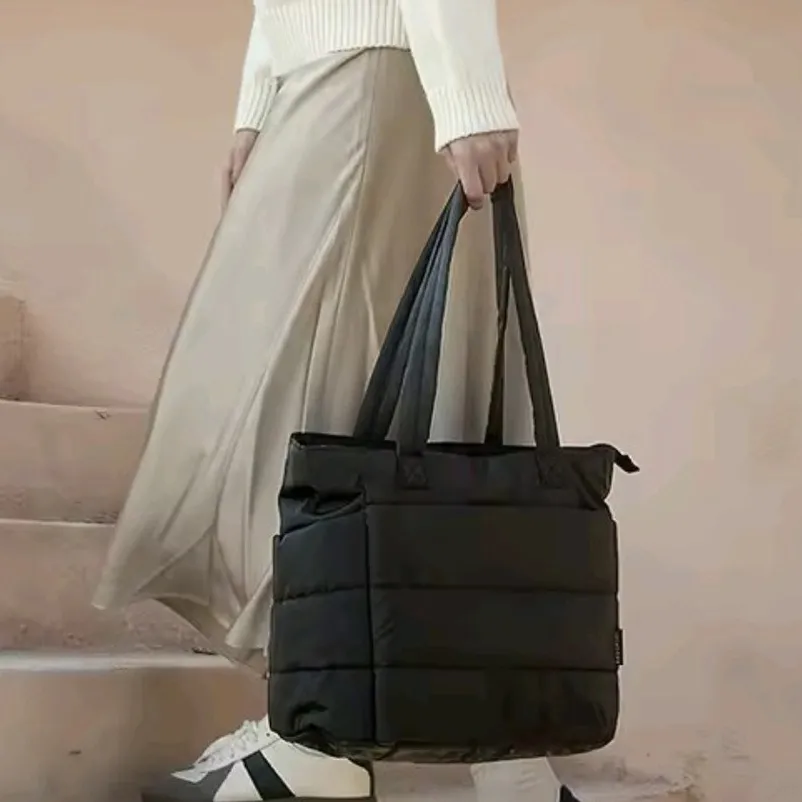 Women Fashion Casual Solid Color Large Capacity Nylon Tote Bag