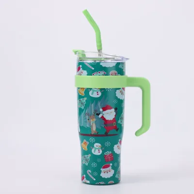 Fashion Christmas 40oz Thermos 304 Stainless Steel Large Capacity With Handle