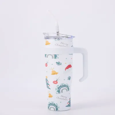 Fashion Christmas 40oz Thermos 304 Stainless Steel Large Capacity With Handle