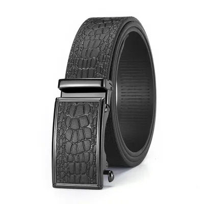 Men's Fashion Casual Business Leather Crocodile Pattern Automatic Belt