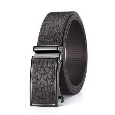 Men's Fashion Casual Business Leather Crocodile Pattern Automatic Belt