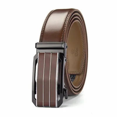 Men's Fashion Casual Alloy Automatic Buckle Cowhide Leather Belt 115-130cm