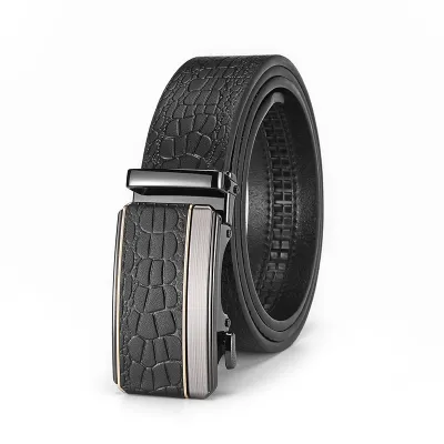 Men's Fashion Casual Business Crocodile Pattern Automatic Buckle Belt