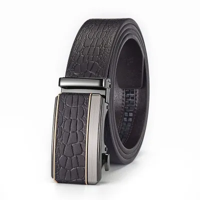 Men's Fashion Casual Business Crocodile Pattern Automatic Buckle Belt