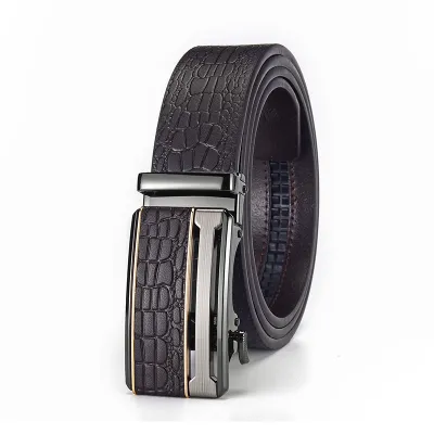 Men's Fashion Casual Business Crocodile Pattern Automatic Buckle Belt