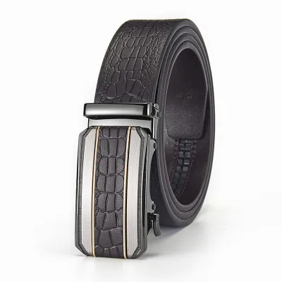 Men's Fashion Casual Business Crocodile Pattern Automatic Buckle Belt