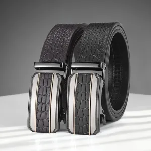 Men's Fashion Casual Business Crocodile Pattern Automatic Buckle Belt
