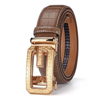 Men's Fashion Casual Leather Crocodile Pattern Automatic Business Belt