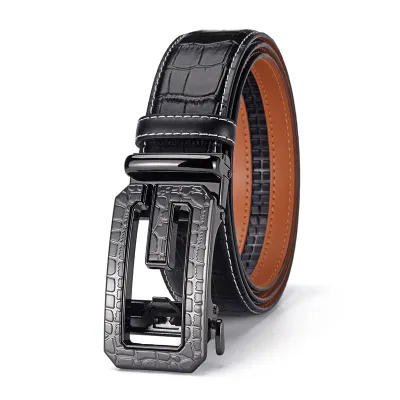 Men's Fashion Casual Leather Crocodile Pattern Automatic Business Belt