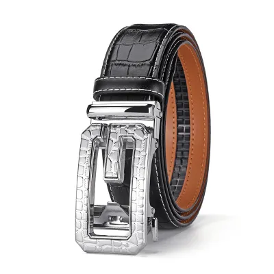 Men's Fashion Casual Leather Crocodile Pattern Automatic Business Belt