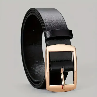 Men's Fashion Casual Simple Solid Color Pin Buckle PU Leather Business Belt