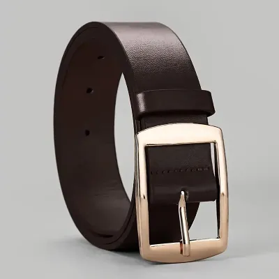 Men's Fashion Casual Simple Solid Color Pin Buckle PU Leather Business Belt