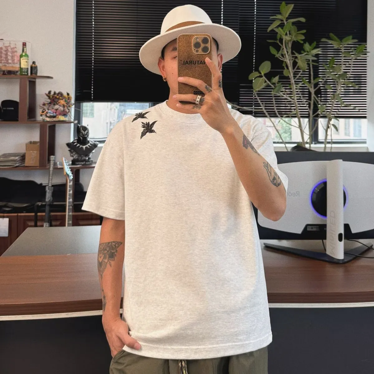 Men Fashion Casual Summer Embroidered Round Neck Short-Sleeve Loose T-Shirt