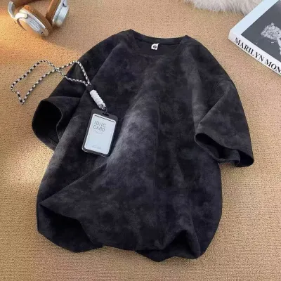 Men Retro Tie-Dye Round Neck Short-Sleeve Loose T-Shirt