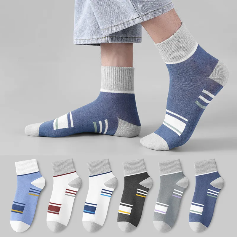 Men's Fashion Casual Spring Autumn Sports Sweat-Absorbent Breathable Mid-Calf Socks