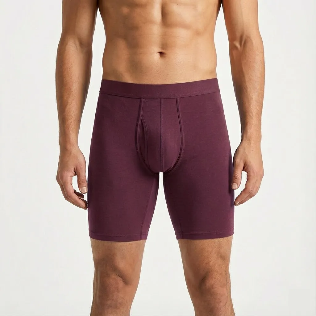 Men's Fashion Simple Solid Color Mid-Waist Bamboo Fiber Underwear